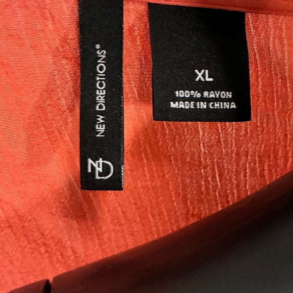 New Directions Orange Floral Embroidered Blouse - Picture 3 of 4